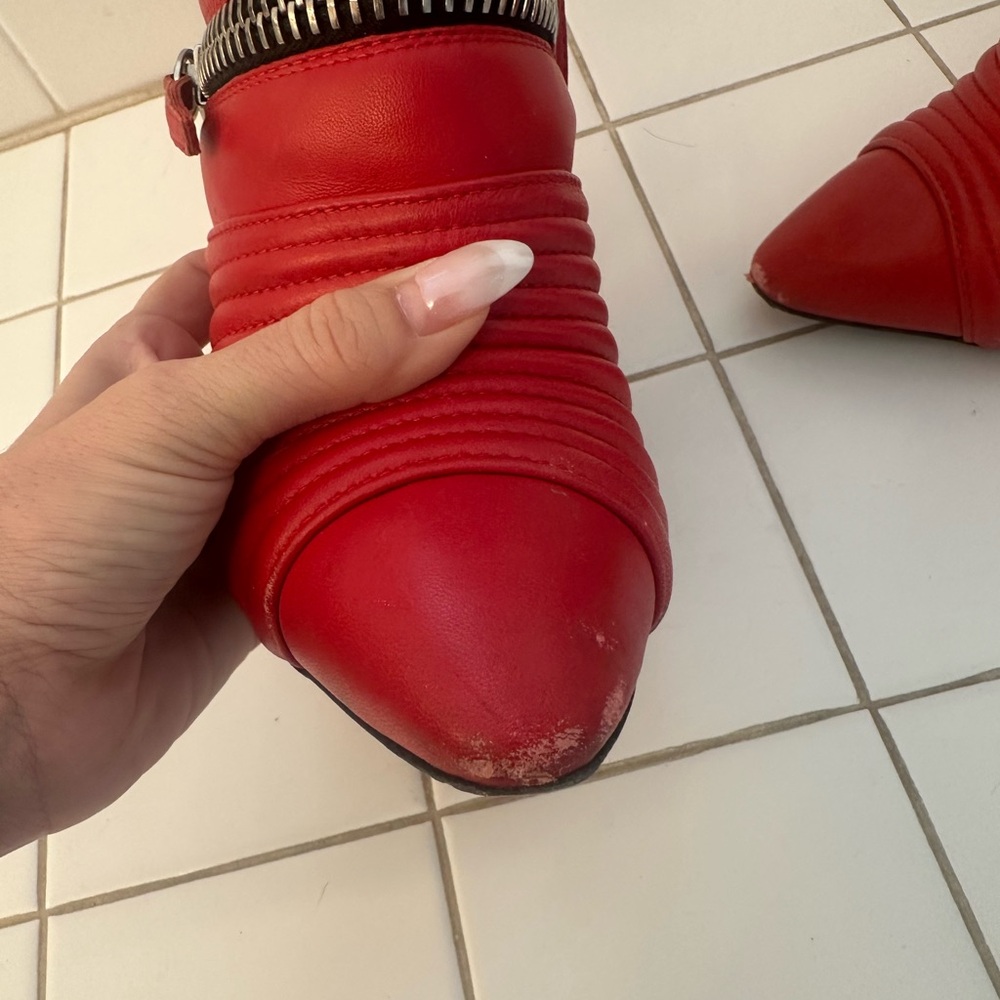 Giuseppe Zanotti Red Quilted Ankle Booties - Picture 10 of 11